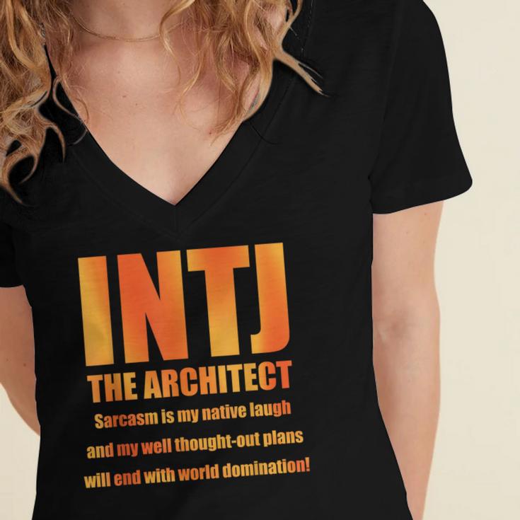 INTJ Architect Personality Introvert Sarcastic Orange Women's Jersey Short Sleeve Deep V-Neck Tshirt INTJ Architect Personality Introvert Sarcastic Orange Women's Jersey Short Sleeve Deep V-Neck Tshirt