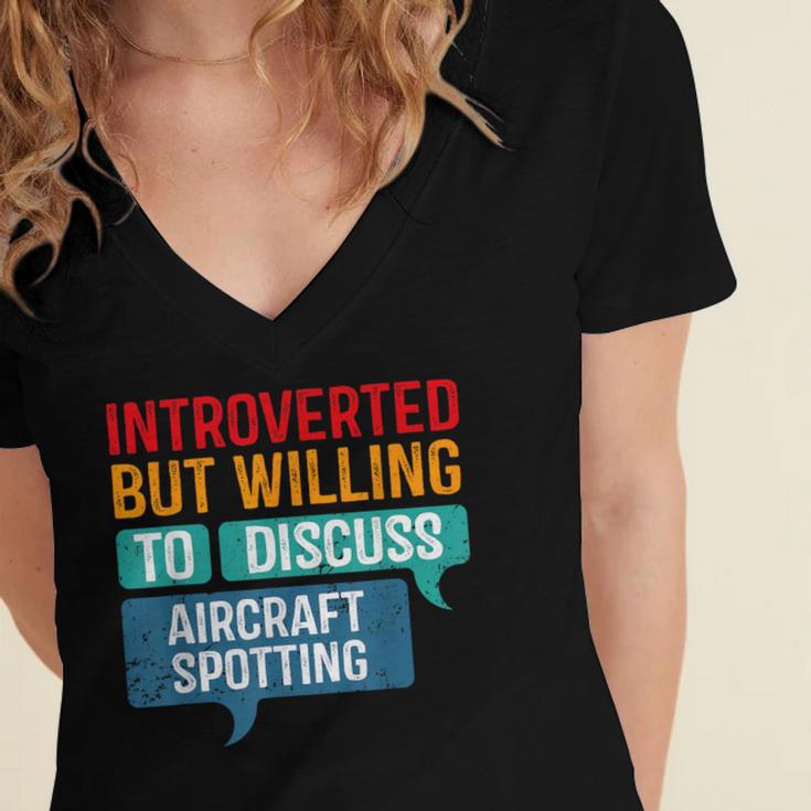 Introvert Aircraft Spotting Lovers Men & Women Women's Jersey Short Sleeve Deep V-Neck Tshirt