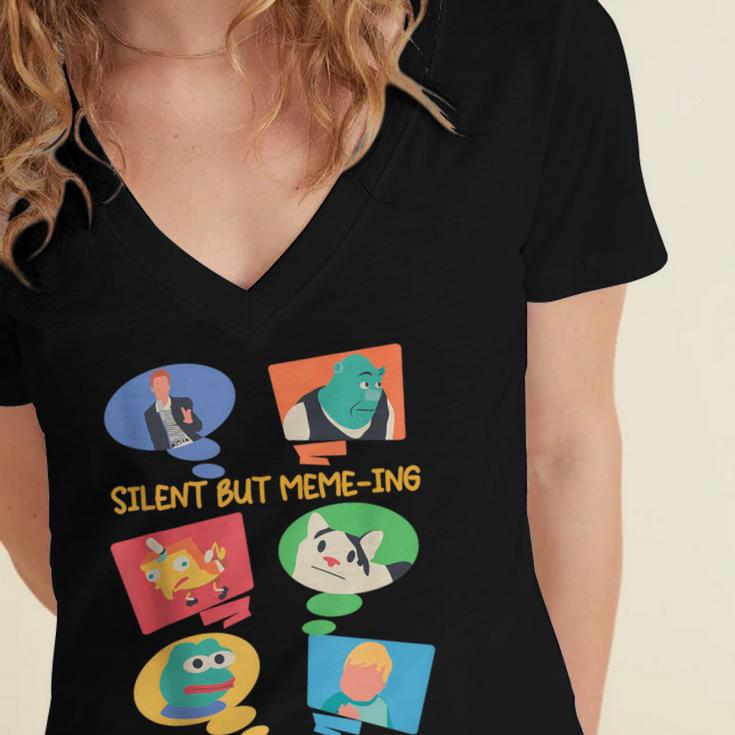 Introvert Anti People Antisocial Social Media Meme Lovers Women's Jersey Short Sleeve Deep V-Neck Tshirt