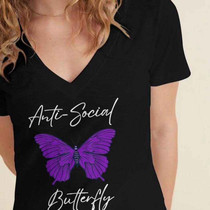 Introvert Antisocial Butterfly For Women Men Women's Jersey Short Sleeve Deep V-Neck Tshirt
