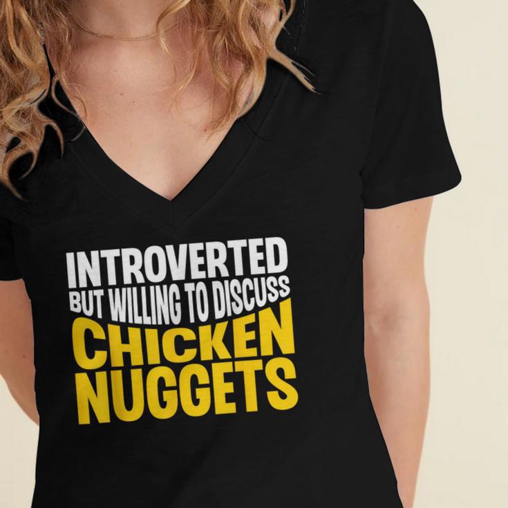 Introvert Antisocial Chicken Nugget Lover Foodie Women's Jersey Short Sleeve Deep V-Neck Tshirt Introvert Antisocial Chicken Nugget Lover Foodie Women's Jersey Short Sleeve Deep V-Neck Tshirt