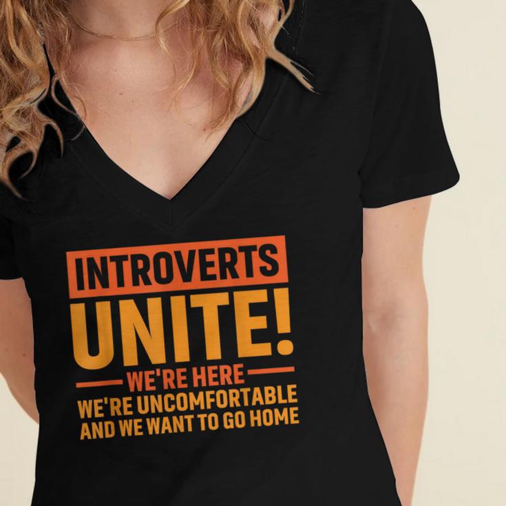 Introvert Antisocial Sarcasm Introverts Unite Anti Social Women's Jersey Short Sleeve Deep V-Neck Tshirt Introvert Antisocial Sarcasm Introverts Unite Anti Social Women's Jersey Short Sleeve Deep V-Neck Tshirt