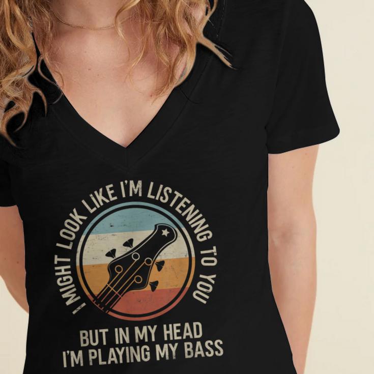 Introvert Bass Guitarist Musician Playing Bass Guitar Women's Jersey Short Sleeve Deep V-Neck Tshirt Introvert Bass Guitarist Musician Playing Bass Guitar Women's Jersey Short Sleeve Deep V-Neck Tshirt