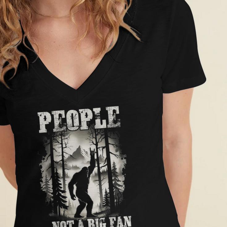 Introvert Bigfoot People Not A Big Fan Dad Joke Women's Jersey Short Sleeve Deep V-Neck Tshirt Introvert Bigfoot People Not A Big Fan Dad Joke Women's Jersey Short Sleeve Deep V-Neck Tshirt