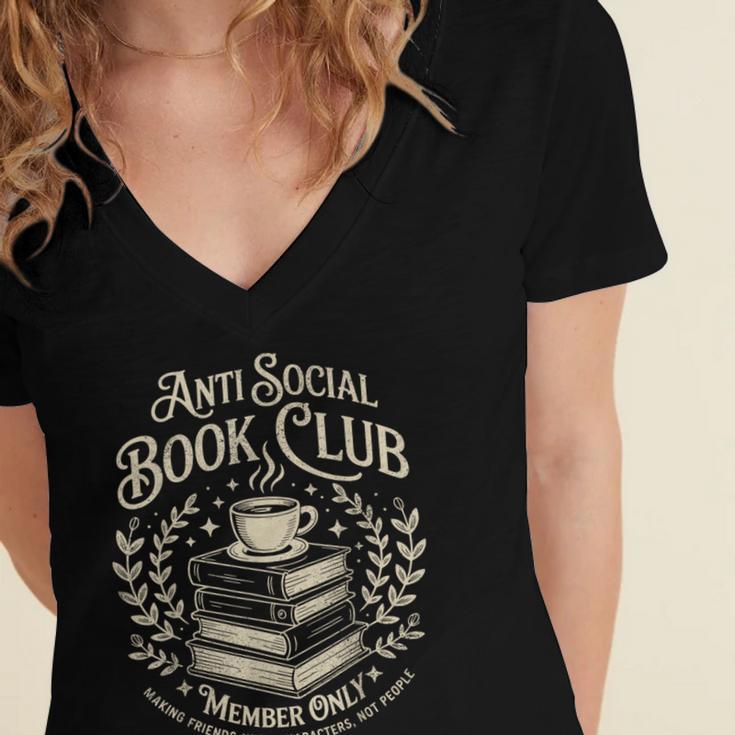 Introvert Books Club Member Coffee Book Lovers Vintage Women's Jersey Short Sleeve Deep V-Neck Tshirt Introvert Books Club Member Coffee Book Lovers Vintage Women's Jersey Short Sleeve Deep V-Neck Tshirt