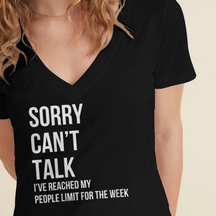 Introvert Can't Talk Reached People Limit For The Week Women's Jersey Short Sleeve Deep V-Neck Tshirt