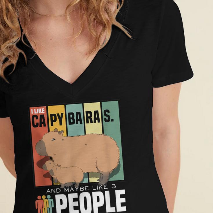 Introvert Capybara Rodent Animal Lover Antisocial Retro Women's Jersey Short Sleeve Deep V-Neck Tshirt Introvert Capybara Rodent Animal Lover Antisocial Retro Women's Jersey Short Sleeve Deep V-Neck Tshirt