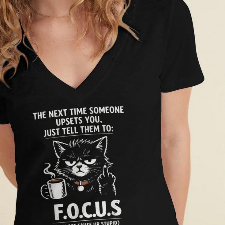 Introvert Cat Coffee Sarcastic Dark Humor Focus Meme Graphic Women's Jersey Short Sleeve Deep V-Neck Tshirt Introvert Cat Coffee Sarcastic Dark Humor Focus Meme Graphic Women's Jersey Short Sleeve Deep V-Neck Tshirt