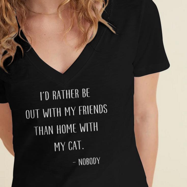 Introvert Cat Lover Quote Humor Social Introversion Women's Jersey Short Sleeve Deep V-Neck Tshirt