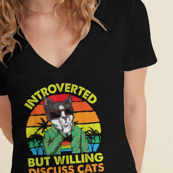 Introvert Cats Sarcasm Cat Lover Introverts Women's Jersey Short Sleeve Deep V-Neck Tshirt Introvert Cats Sarcasm Cat Lover Introverts Women's Jersey Short Sleeve Deep V-Neck Tshirt