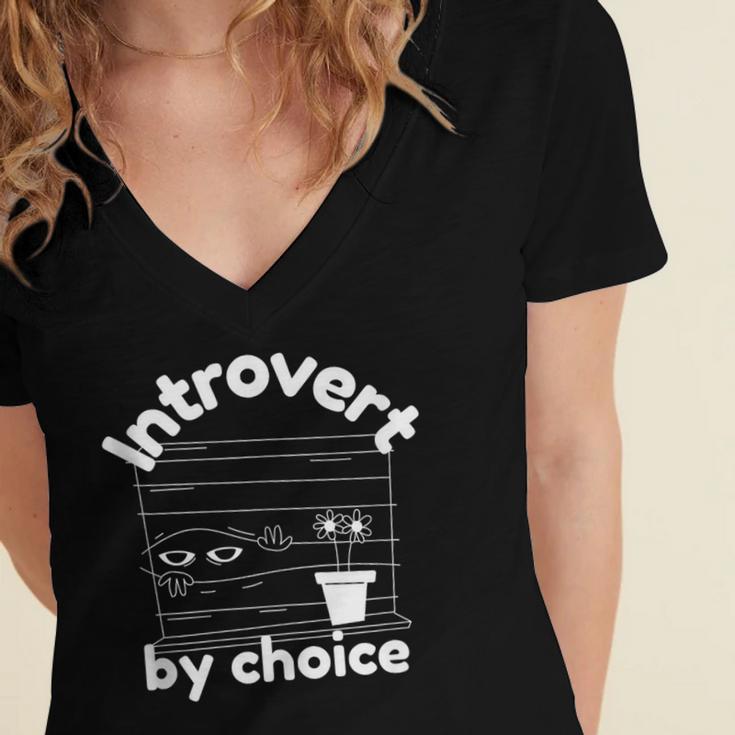 Introvert By Choice Women's Jersey Short Sleeve Deep V-Neck Tshirt