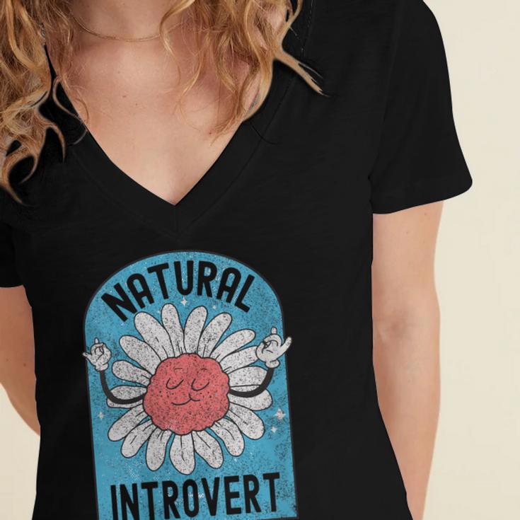 Introvert Cute Anti-Social Shy Person Inner Strength Women's Jersey Short Sleeve Deep V-Neck Tshirt