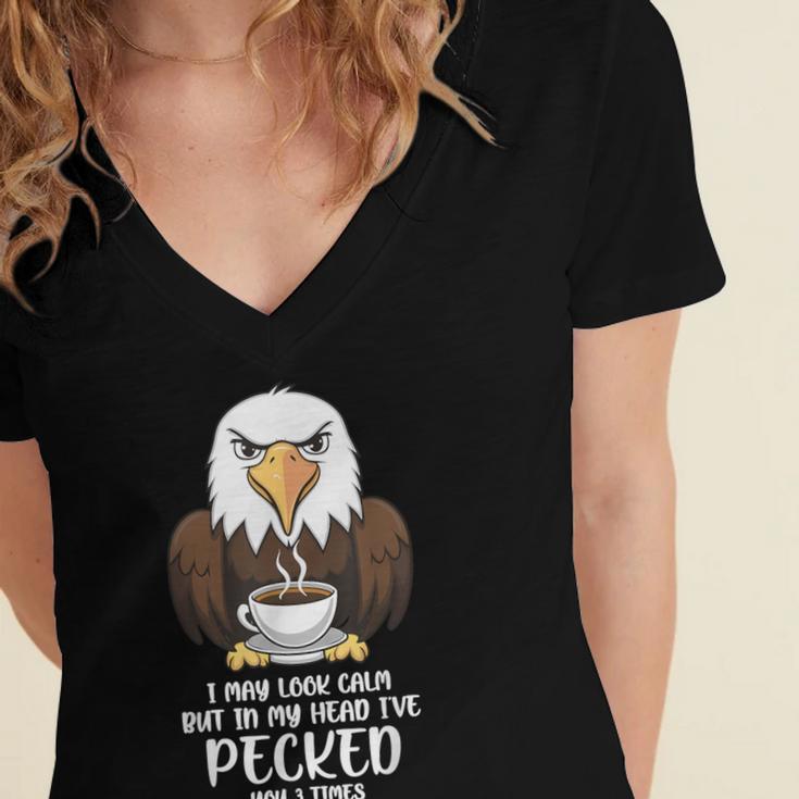Introvert Eagle And Coffee Lovers Women's Jersey Short Sleeve Deep V-Neck Tshirt Introvert Eagle And Coffee Lovers Women's Jersey Short Sleeve Deep V-Neck Tshirt