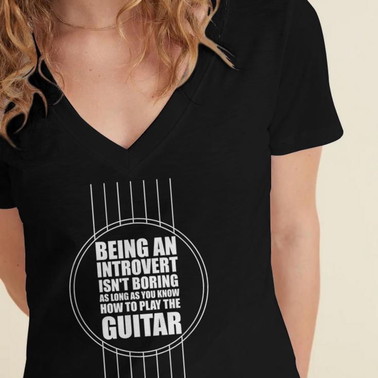 Introvert Guitarist Play Guitar Instrument Music Acoustic Women's Jersey Short Sleeve Deep V-Neck Tshirt Introvert Guitarist Play Guitar Instrument Music Acoustic Women's Jersey Short Sleeve Deep V-Neck Tshirt