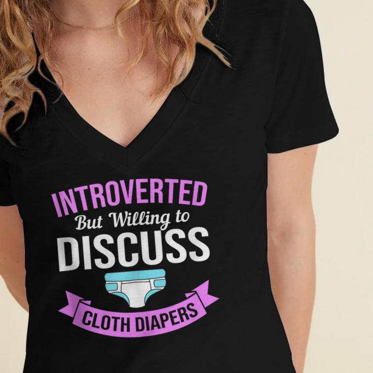 Introvert Hippie Mom Cloth Diapers Crunchy Mama Women's Jersey Short Sleeve Deep V-Neck Tshirt