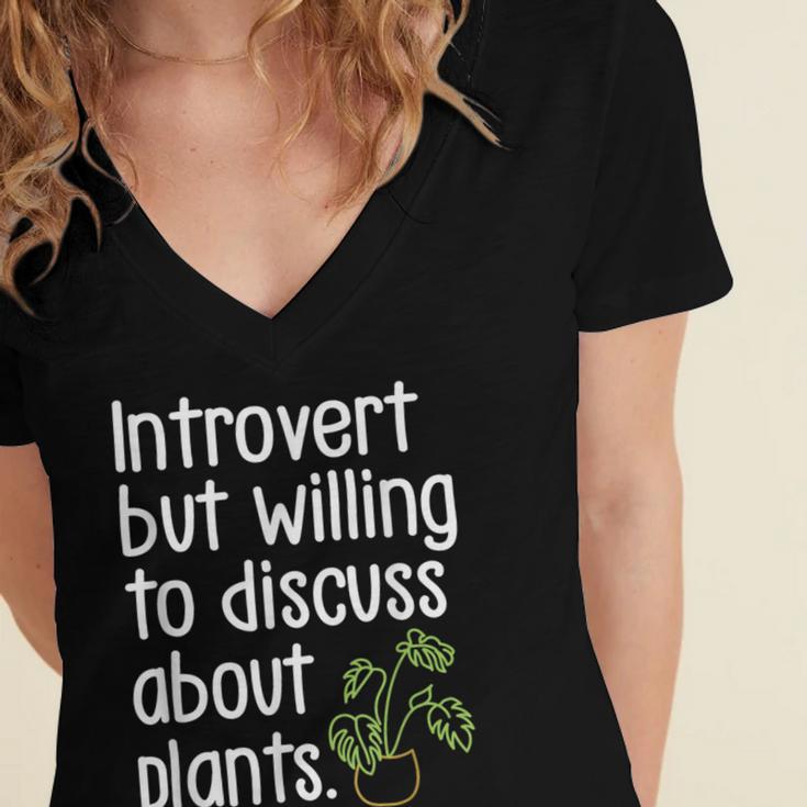 Introvert Humorous Plant Lover Gardening Women's Jersey Short Sleeve Deep V-Neck Tshirt Introvert Humorous Plant Lover Gardening Women's Jersey Short Sleeve Deep V-Neck Tshirt