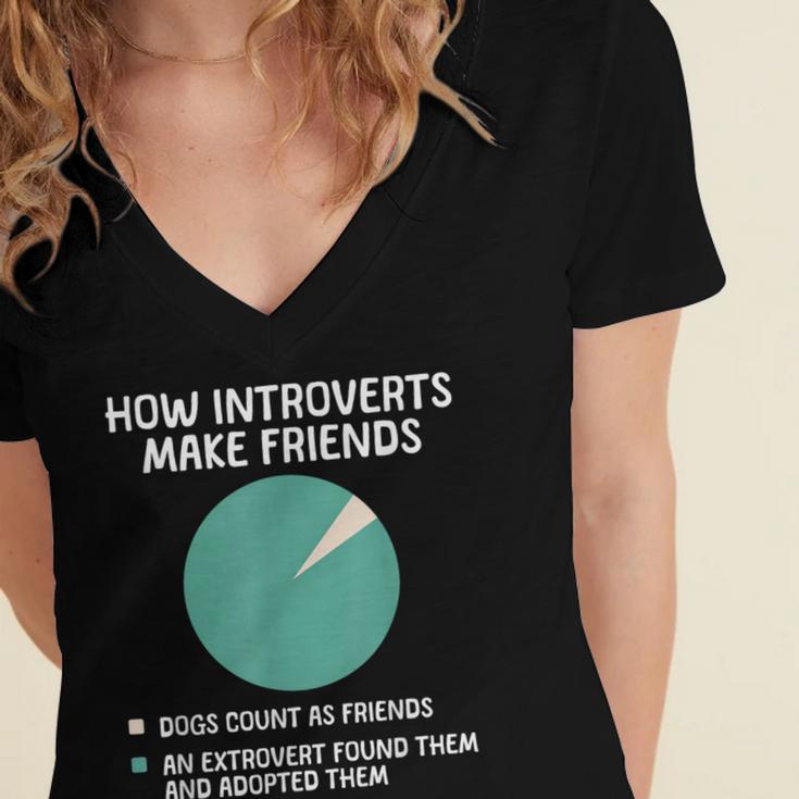 Introvert Introverted Person Awkward Introverts Dog Lover Women's Jersey Short Sleeve Deep V-Neck Tshirt