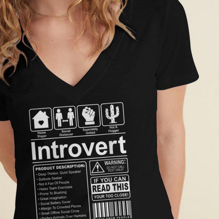 Introvert Label Antisocial Loner Socially Awkward Women's Jersey Short Sleeve Deep V-Neck Tshirt