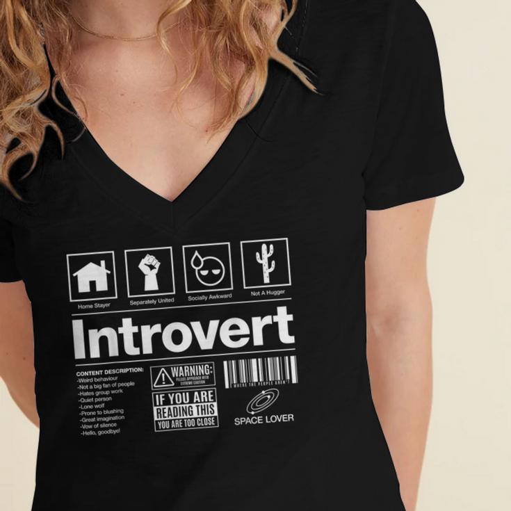 Introvert Label Signs Women's Jersey Short Sleeve Deep V-Neck Tshirt Introvert Label Signs Women's Jersey Short Sleeve Deep V-Neck Tshirt