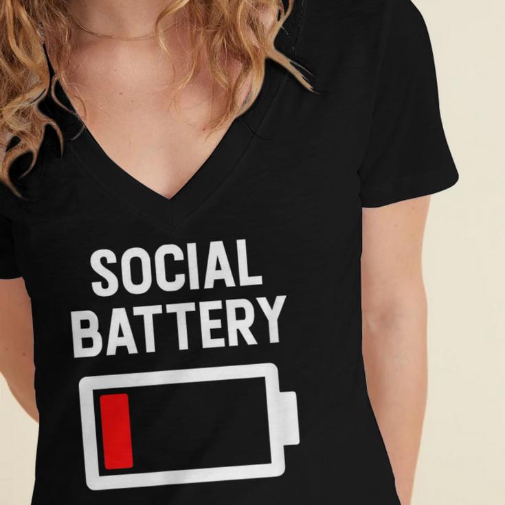 Introvert Low Social Battery Level Anti Social People Women's Jersey Short Sleeve Deep V-Neck Tshirt Introvert Low Social Battery Level Anti Social People Women's Jersey Short Sleeve Deep V-Neck Tshirt