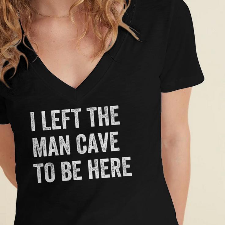 Introvert Man Cave For Shy People Women's Jersey Short Sleeve Deep V-Neck Tshirt Introvert Man Cave For Shy People Women's Jersey Short Sleeve Deep V-Neck Tshirt