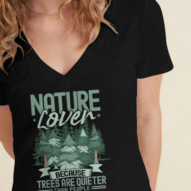 Introvert Nature Lover Introverted Forest Lover & Tree Women's Jersey Short Sleeve Deep V-Neck Tshirt