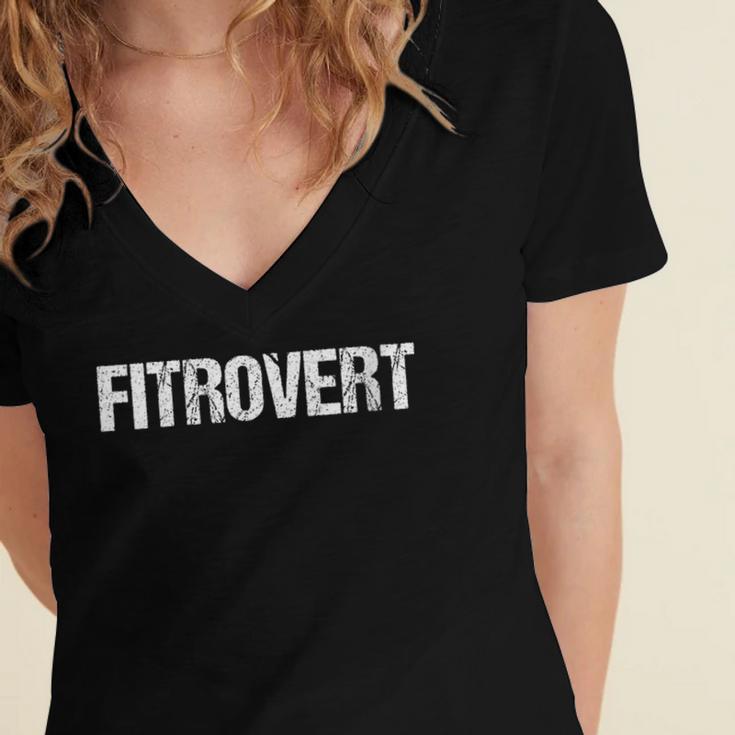 Introvert Person Fitness Gym Workout Fitrovert Women's Jersey Short Sleeve Deep V-Neck Tshirt Introvert Person Fitness Gym Workout Fitrovert Women's Jersey Short Sleeve Deep V-Neck Tshirt