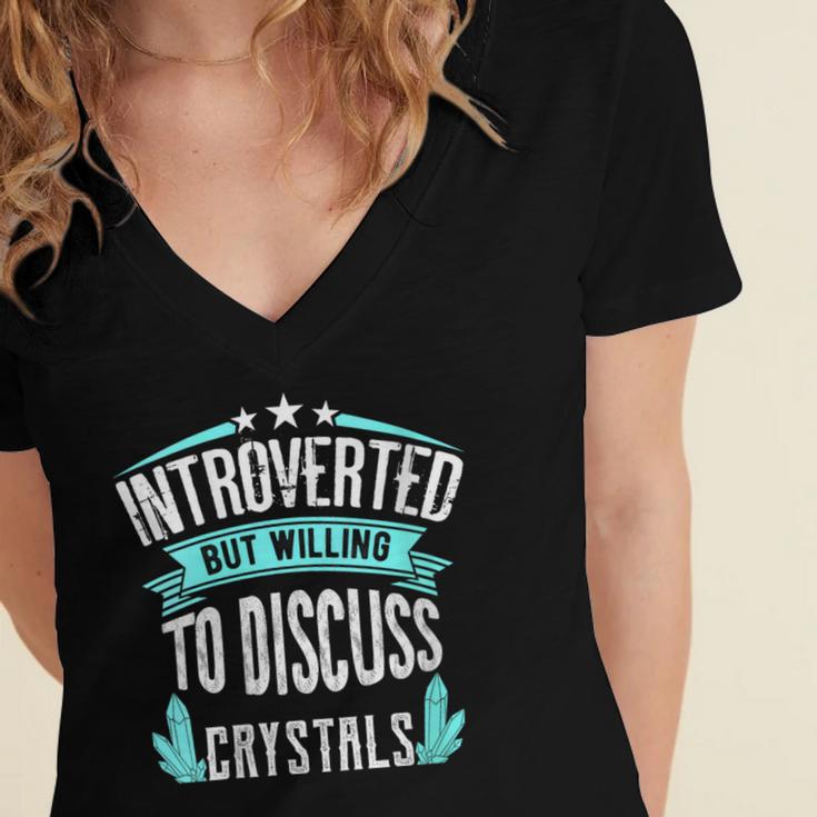 Introvert Quote Introverted But Willing To Discuss Crystals Women's Jersey Short Sleeve Deep V-Neck Tshirt Introvert Quote Introverted But Willing To Discuss Crystals Women's Jersey Short Sleeve Deep V-Neck Tshirt