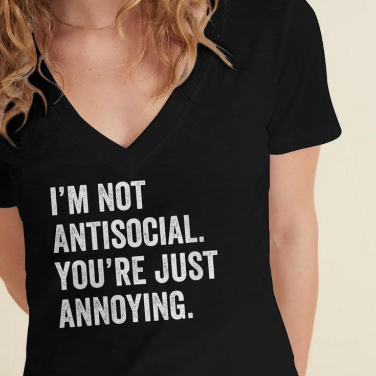 Introvert Quote Snarky Women's Jersey Short Sleeve Deep V-Neck Tshirt