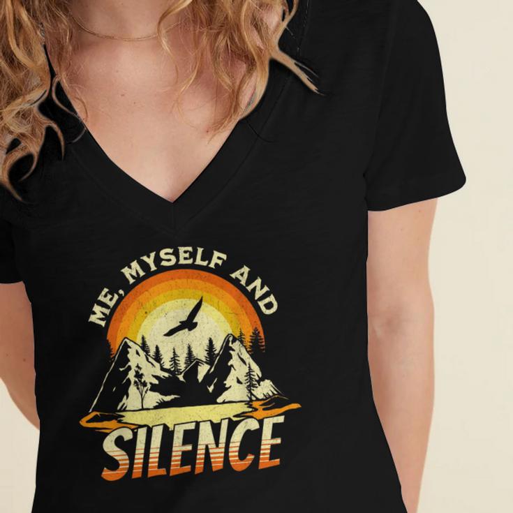 Introvert Relaxation Me Myself And Silence Mountain Vacation Women's Jersey Short Sleeve Deep V-Neck Tshirt Introvert Relaxation Me Myself And Silence Mountain Vacation Women's Jersey Short Sleeve Deep V-Neck Tshirt