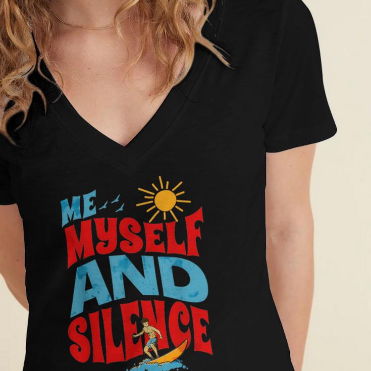 Introvert Relaxation Me Myself And Silence Summer Vacation For Men Women Women's Jersey Short Sleeve Deep V-Neck Tshirt Introvert Relaxation Me Myself And Silence Summer Vacation For Men Women Women's Jersey Short Sleeve Deep V-Neck Tshirt