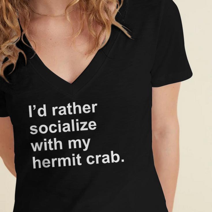 Introvert Sarcastic Hermit Crab Owner Women's Jersey Short Sleeve Deep V-Neck Tshirt