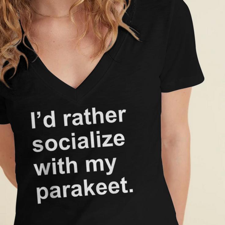 Introvert Sarcastic Parakeet Owner Women's Jersey Short Sleeve Deep V-Neck Tshirt