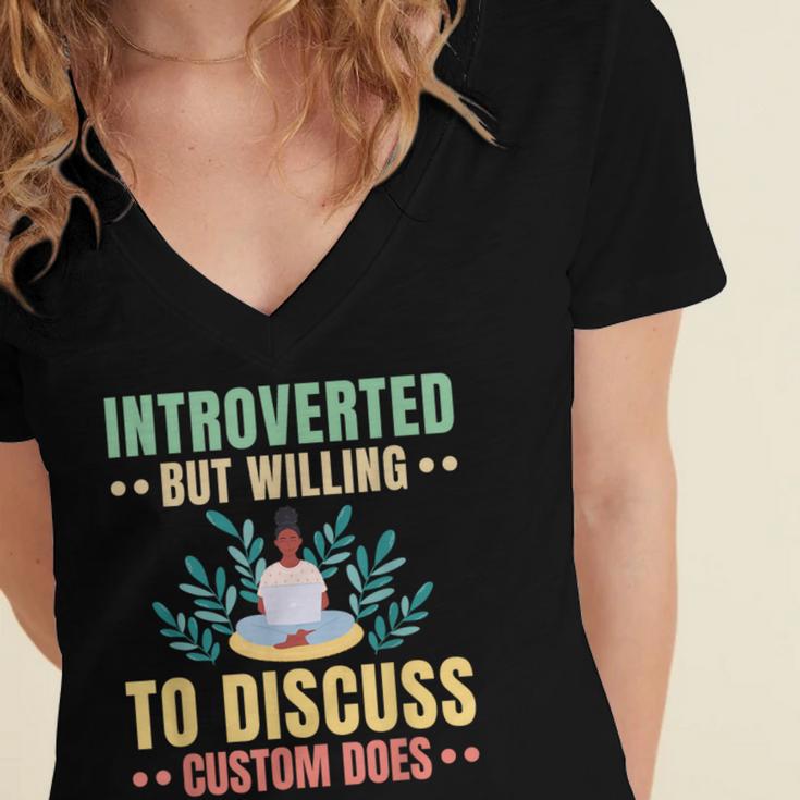 Introvert Saying Antisocial Sarcasm Introverts Women's Jersey Short Sleeve Deep V-Neck Tshirt