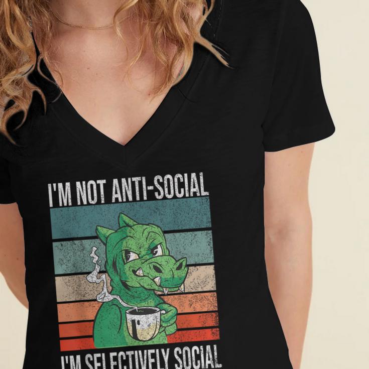 Introvert Selectively Social Anti-Social Shy Women's Jersey Short Sleeve Deep V-Neck Tshirt