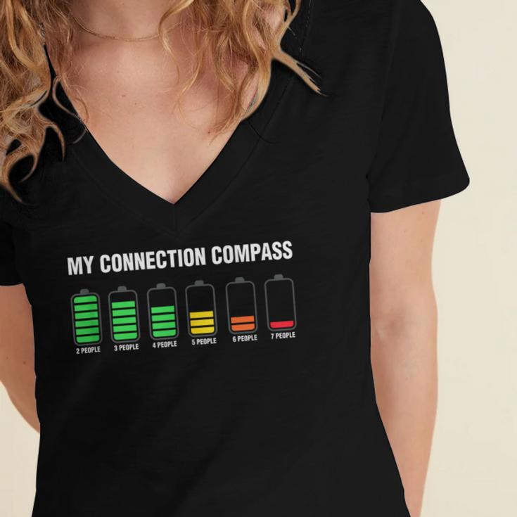 Introvert Tired Battery Women's Jersey Short Sleeve Deep V-Neck Tshirt