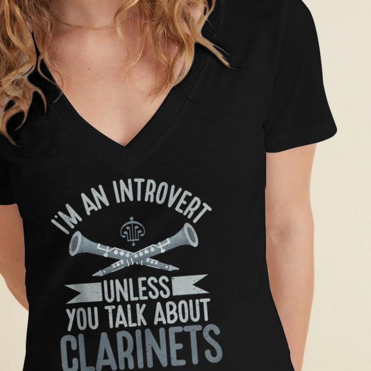 Im An Introvert Unless You Talk About Clarinets Women's Jersey Short Sleeve Deep V-Neck Tshirt