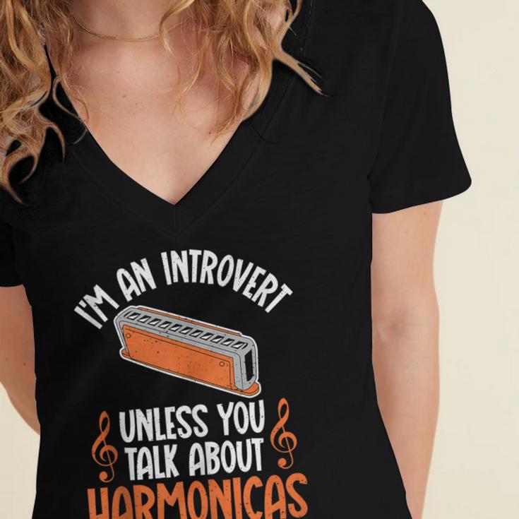 Im An Introvert Unless You Talk About Harmonicas Women's Jersey Short Sleeve Deep V-Neck Tshirt