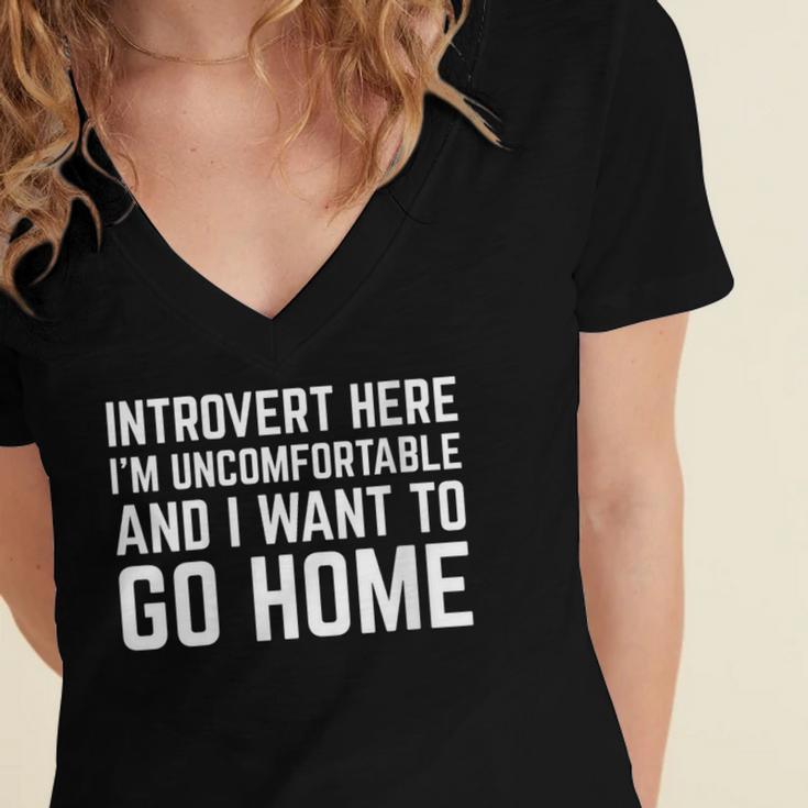 Introvert I Want To Go Home Homebody Loner Humor Women's Jersey Short Sleeve Deep V-Neck Tshirt Introvert I Want To Go Home Homebody Loner Humor Women's Jersey Short Sleeve Deep V-Neck Tshirt