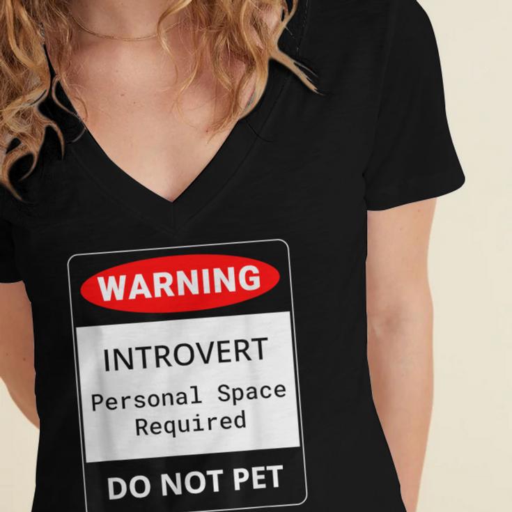 Introvert Warning Danger Do Not Pet Disturb Anti-Social Women's Jersey Short Sleeve Deep V-Neck Tshirt Introvert Warning Danger Do Not Pet Disturb Anti-Social Women's Jersey Short Sleeve Deep V-Neck Tshirt
