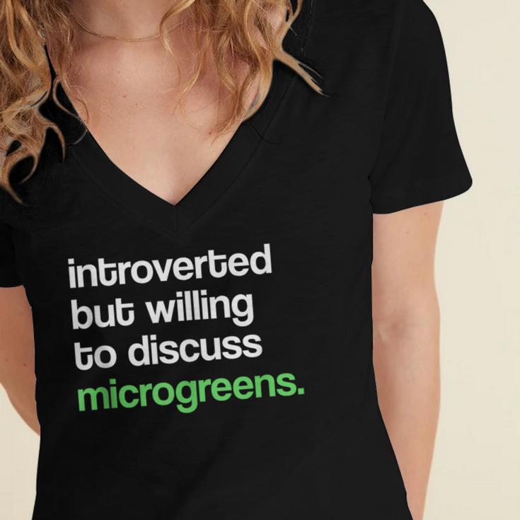 Introvert But Willing To Discuss Microgreens Urban Farming Women's Jersey Short Sleeve Deep V-Neck Tshirt