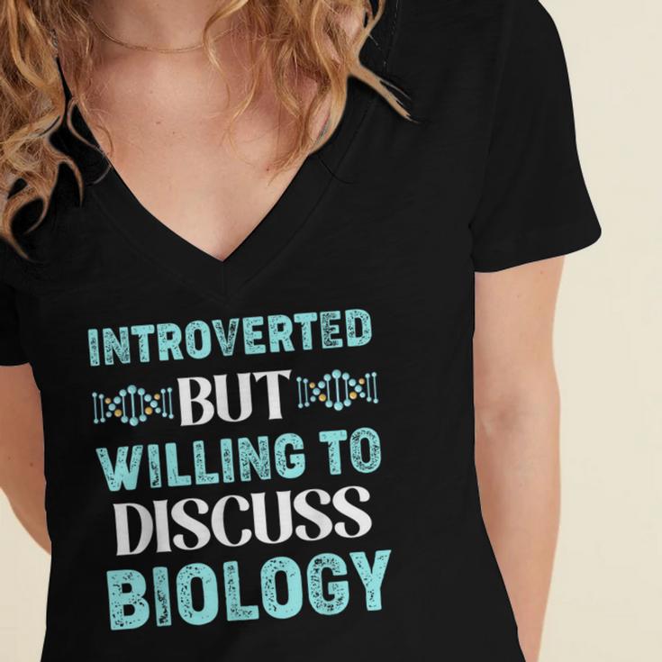 Introverted Biology Science Biologist Introverts Women's Jersey Short Sleeve Deep V-Neck Tshirt