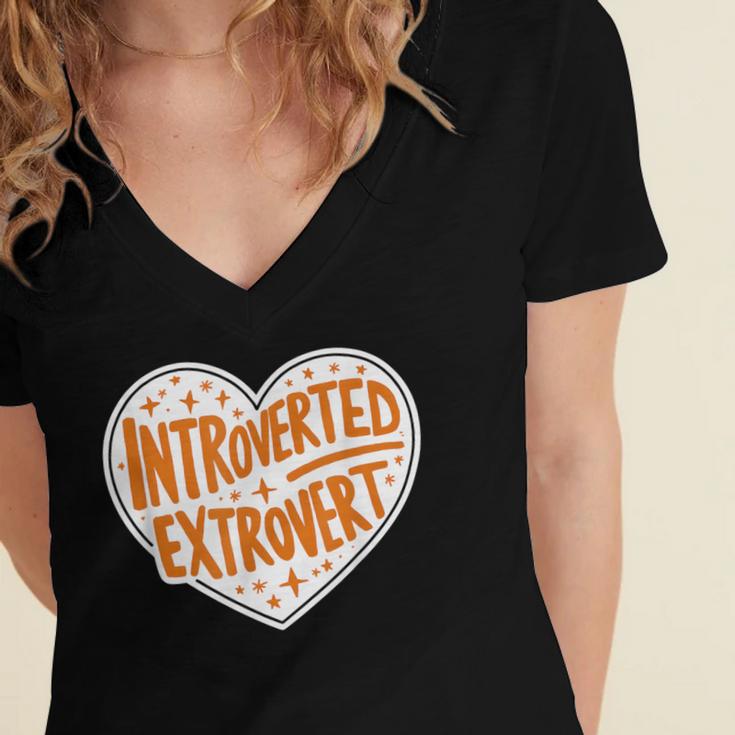 Introverted Extrovert People Hater Calm Peace Lover Women's Jersey Short Sleeve Deep V-Neck Tshirt