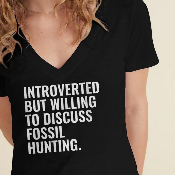 Introverted But Fossil Hunting Introvert Fossil Hunter Women's Jersey Short Sleeve Deep V-Neck Tshirt