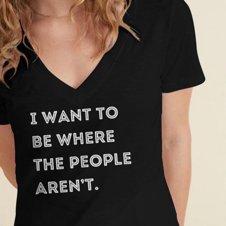 Introverted Non Social Independent Women Men Women's Jersey Short Sleeve Deep V-Neck Tshirt Introverted Non Social Independent Women Men Women's Jersey Short Sleeve Deep V-Neck Tshirt
