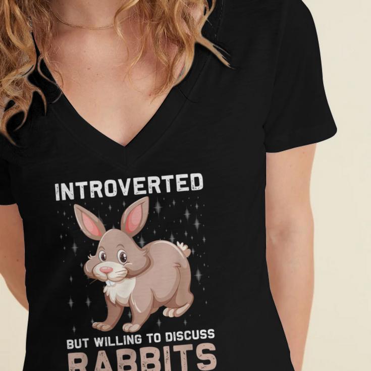 Introverted Rabbits Bunny Lover Rabbit Introvert Women's Jersey Short Sleeve Deep V-Neck Tshirt