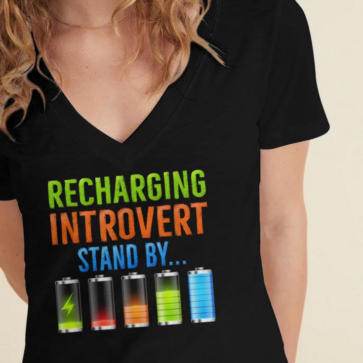 Introverted Recharging Introvert Saying Sarcasm Women's Jersey Short Sleeve Deep V-Neck Tshirt Introverted Recharging Introvert Saying Sarcasm Women's Jersey Short Sleeve Deep V-Neck Tshirt