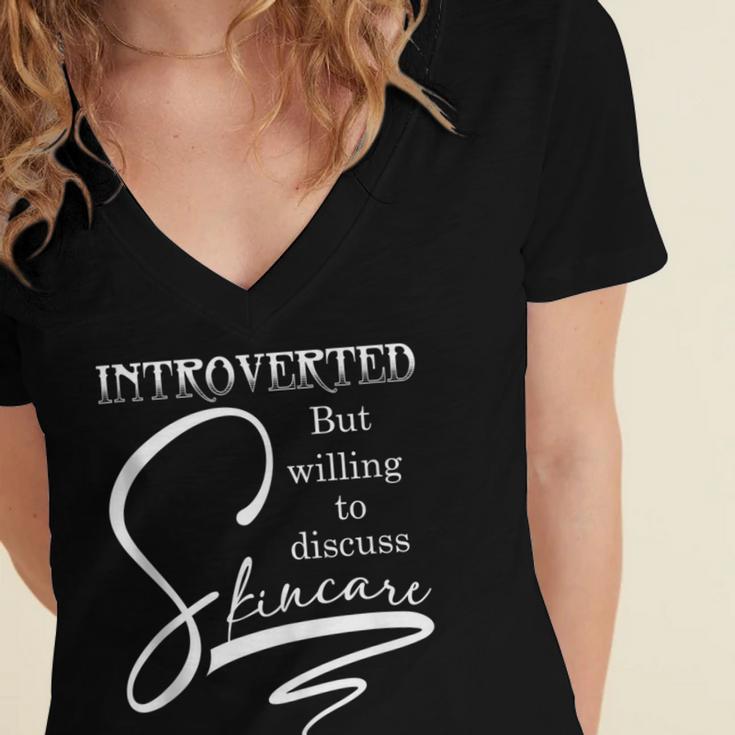 Introverted Skincare Esthetician Beautician Cosmetologist Women's Jersey Short Sleeve Deep V-Neck Tshirt