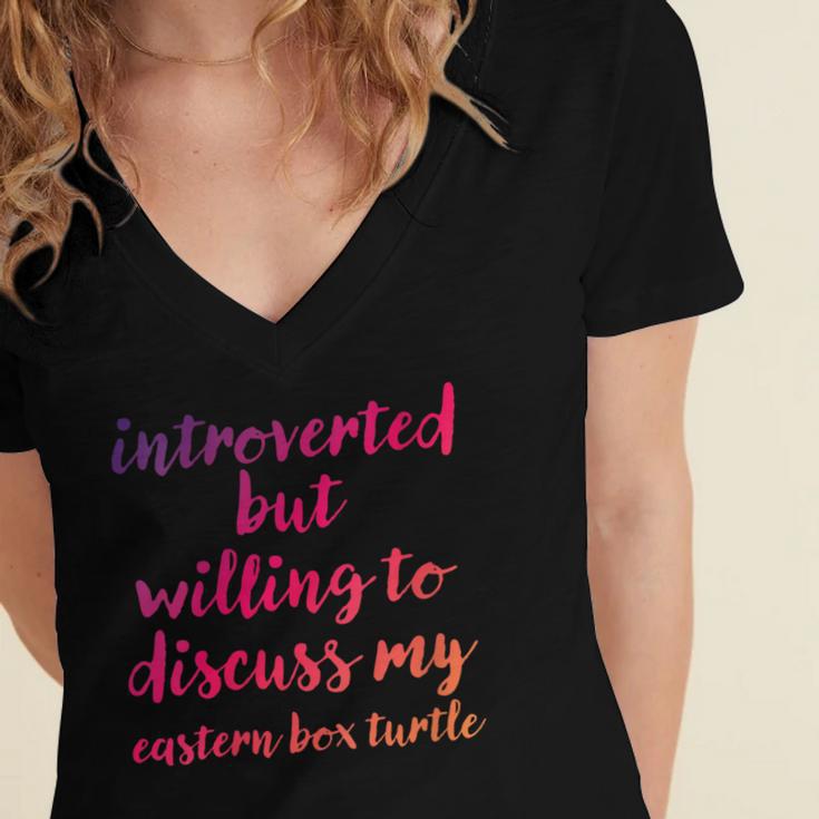Introverted Willing To Discuss Eastern Box Turtle Introvert Women's Jersey Short Sleeve Deep V-Neck Tshirt Introverted Willing To Discuss Eastern Box Turtle Introvert Women's Jersey Short Sleeve Deep V-Neck Tshirt