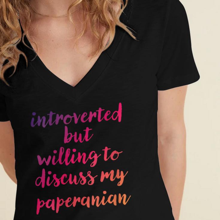 Introverted Willing To Discuss Paperanian Introvert Women's Jersey Short Sleeve Deep V-Neck Tshirt Introverted Willing To Discuss Paperanian Introvert Women's Jersey Short Sleeve Deep V-Neck Tshirt